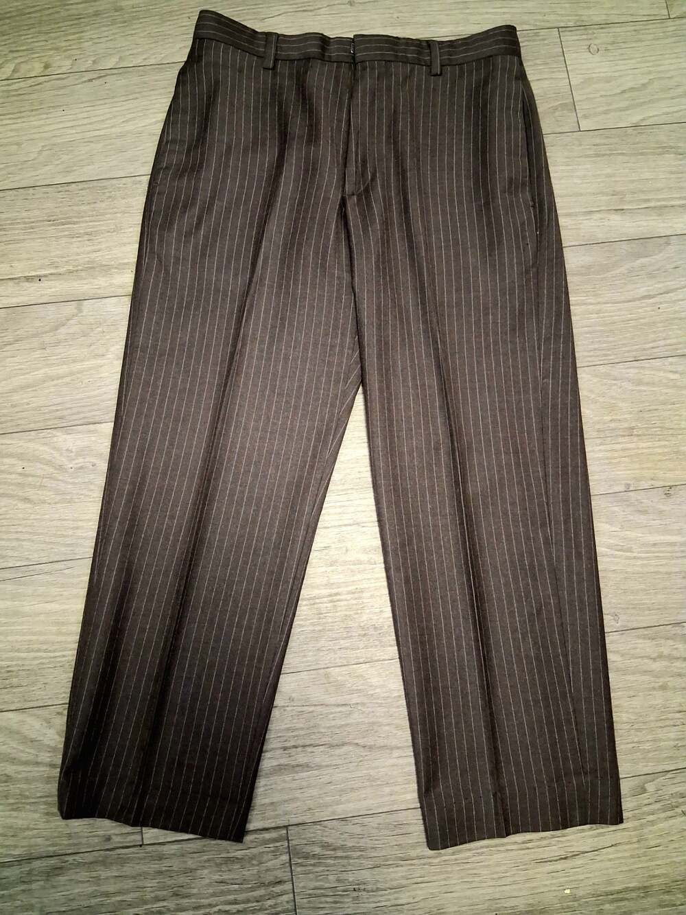 Banana Republic Gavin Mens 100% Wool Pinstripe Dress Pants Gray Size 32x30